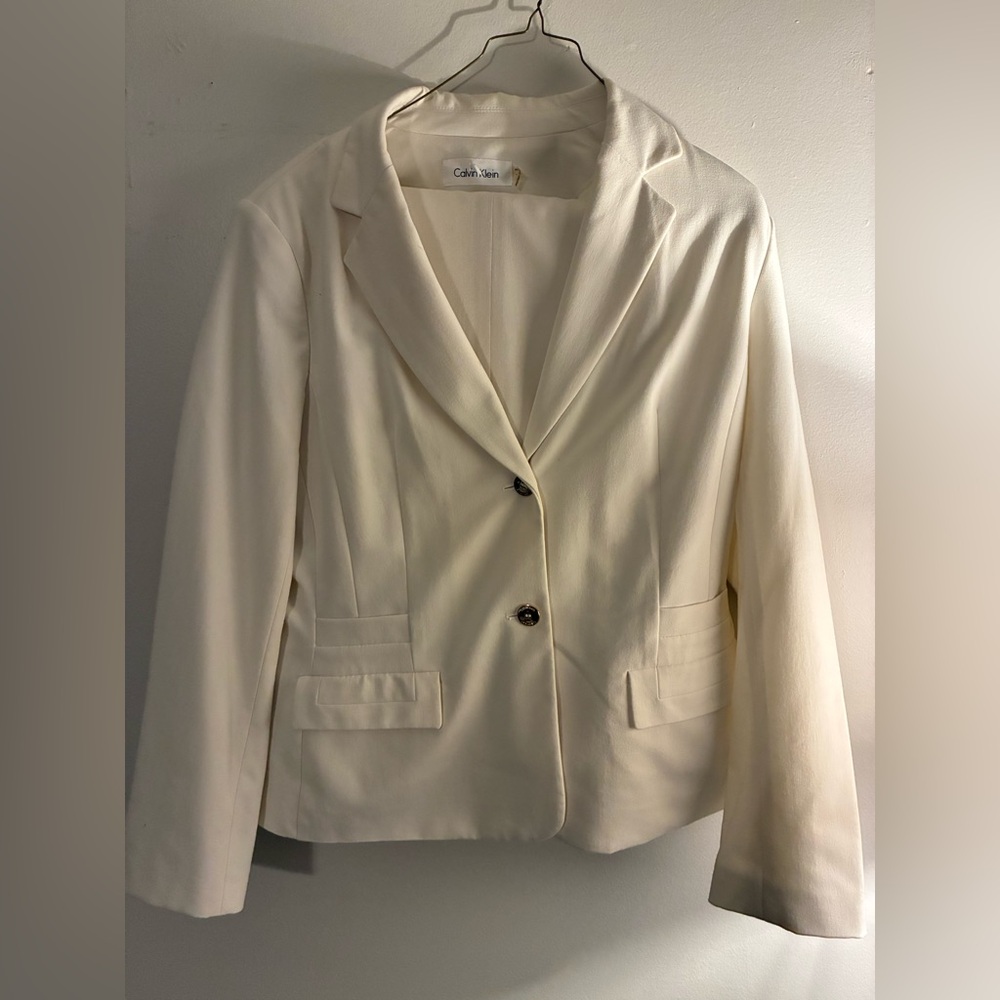 Calvin Klein Blazer | Size 14 | Ivory / Cream | Tailored Career Jacket